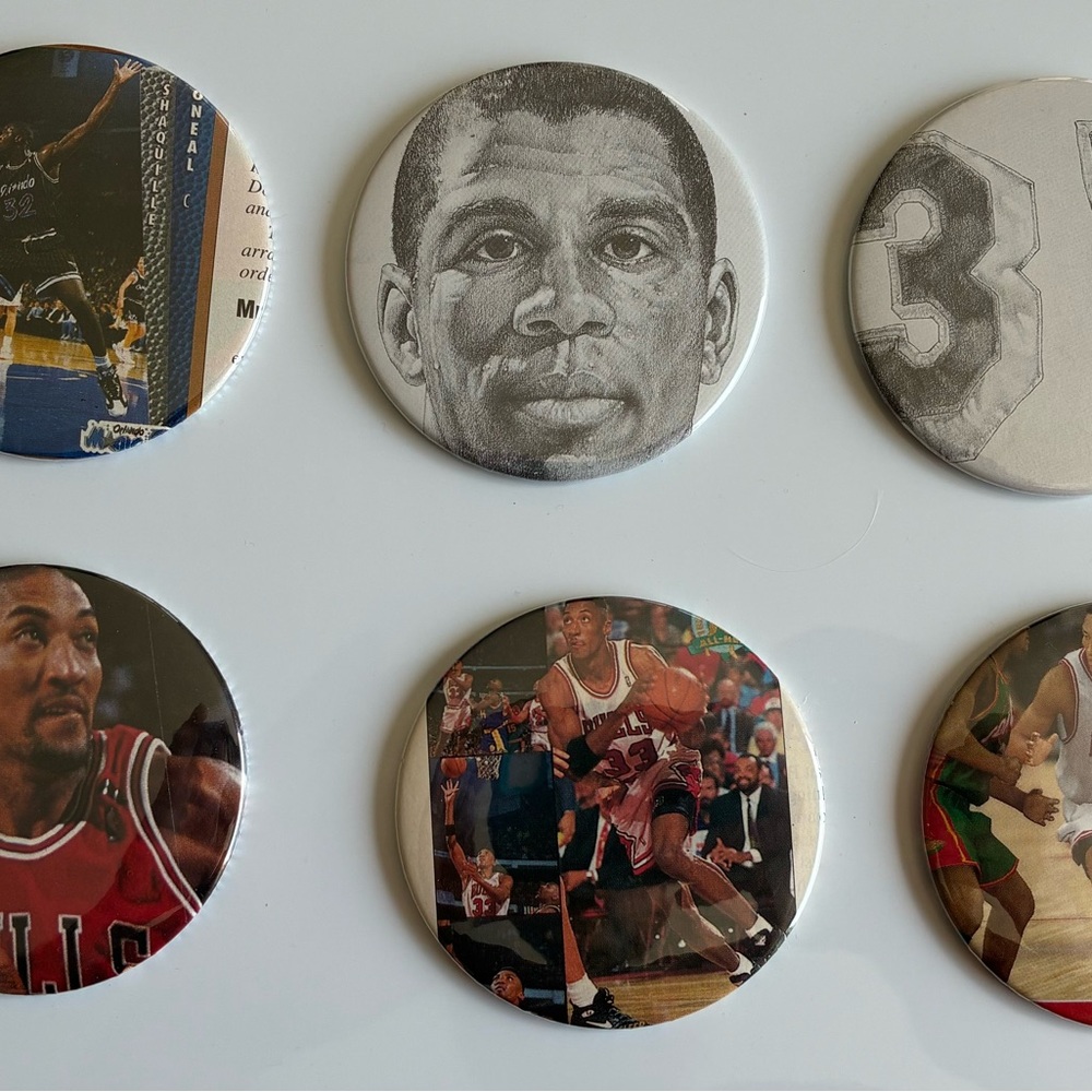 Lot Of 6 Basketball Players. 3 Inch Fridge Magnets. From Old Beckett Magazine